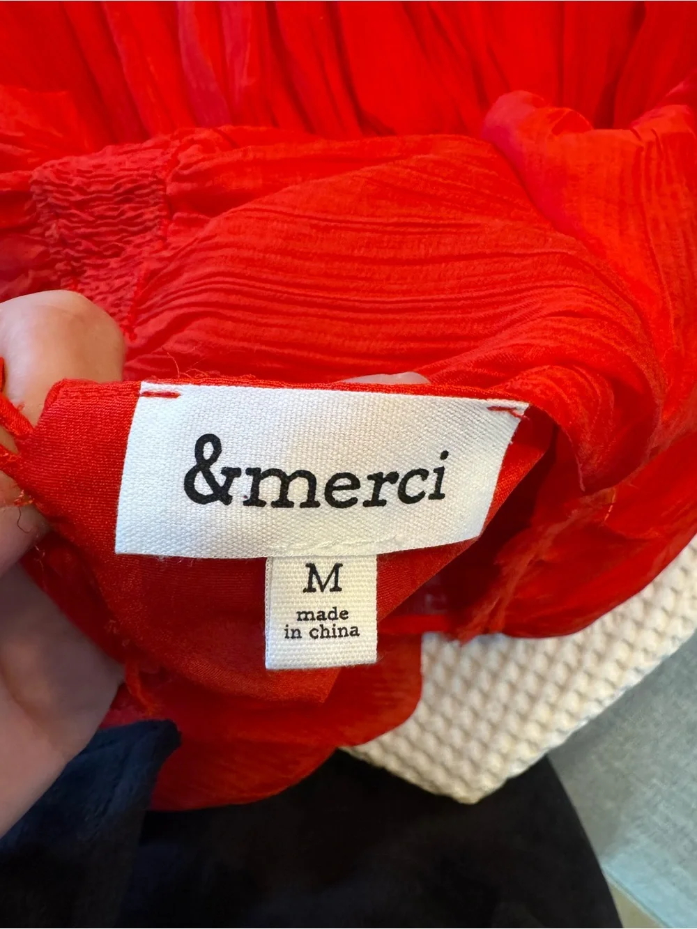 &Merci Red Puff-Sleeve Mini Dress